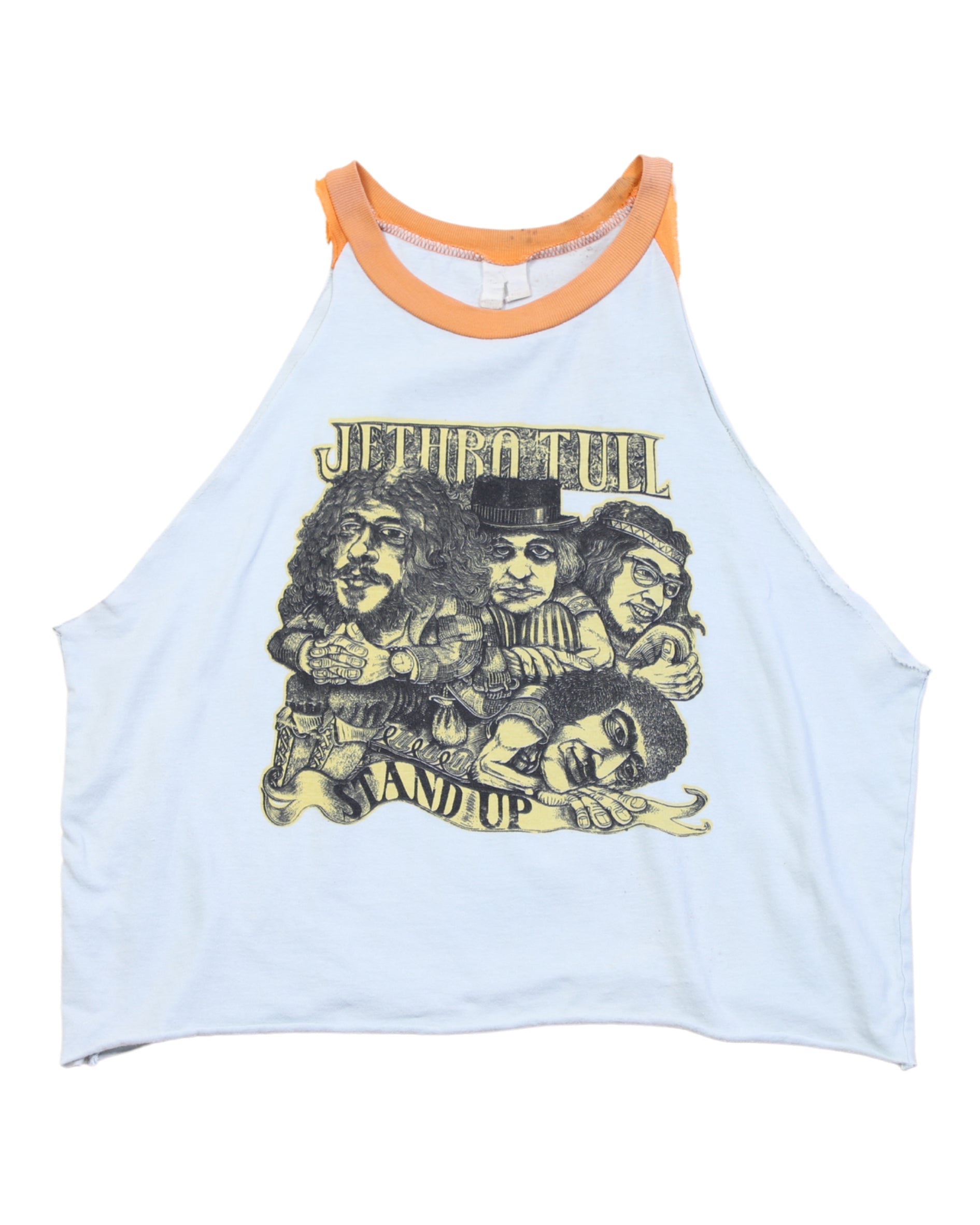 Jethro Tull 1980s T-Shirt Lt Blue Ringer Crop SMALL Front