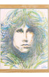 Original Drawing of Jim Morrison in natural wood gallery frame.