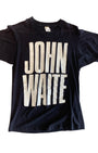 John Waite T-shirt Black with White Letters