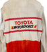 The upclose view of the back of the Juan Manuel Fangio II Auto Racing Suit.