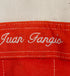 The upclose view of the Juan Fangio stitching on the Juan Manuel Fangio II Auto Racing Suit.