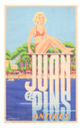 Juan le Pins Antibes Travel Poster 1940s Original Vintage Full View