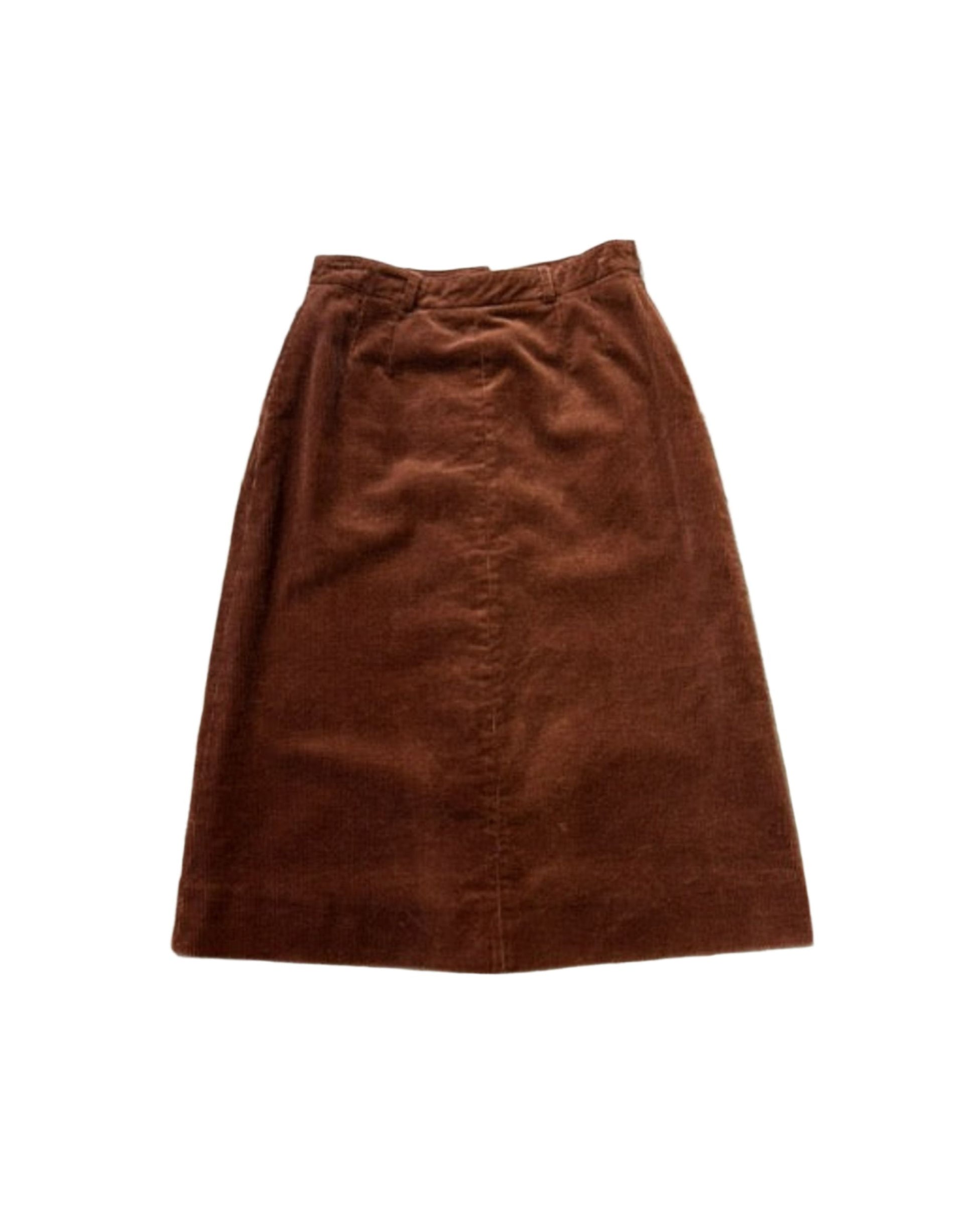 1970s Karen Silton Brown Corduroy Skirt – Button Front with Pockets – Waist 26