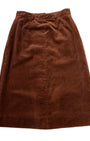 Karen Silton vintage brown corduroy skirt, waist 26 inches, midi length.