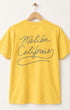 Back view of Surfing Cowboys Kick Ass Adult Classic Crew T-Shirt with the words Malibu California spelled out with lasso rope.
