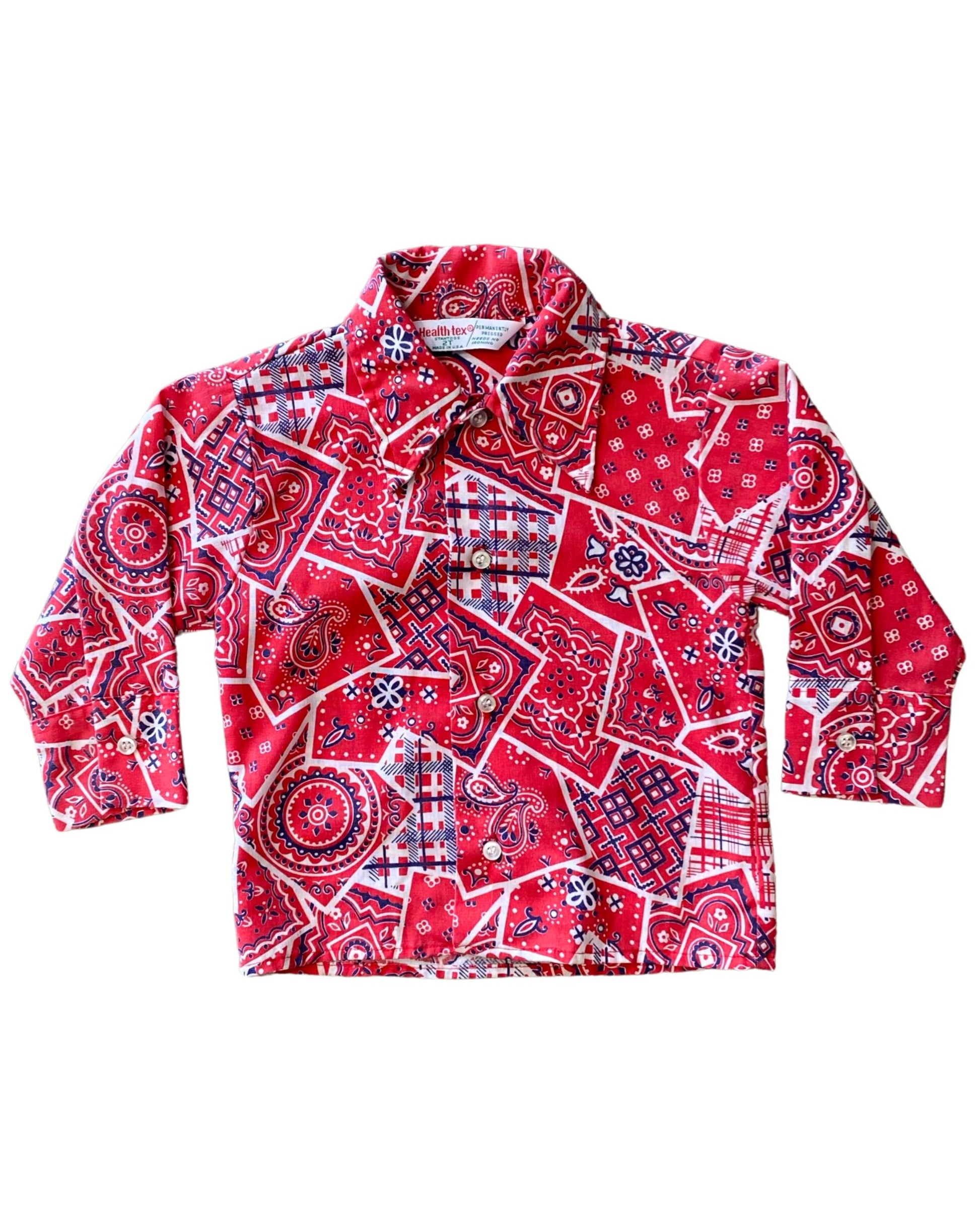 Vintage 1970s Health-Tex Red Bandana Print Toddler Shirt – Size 2T