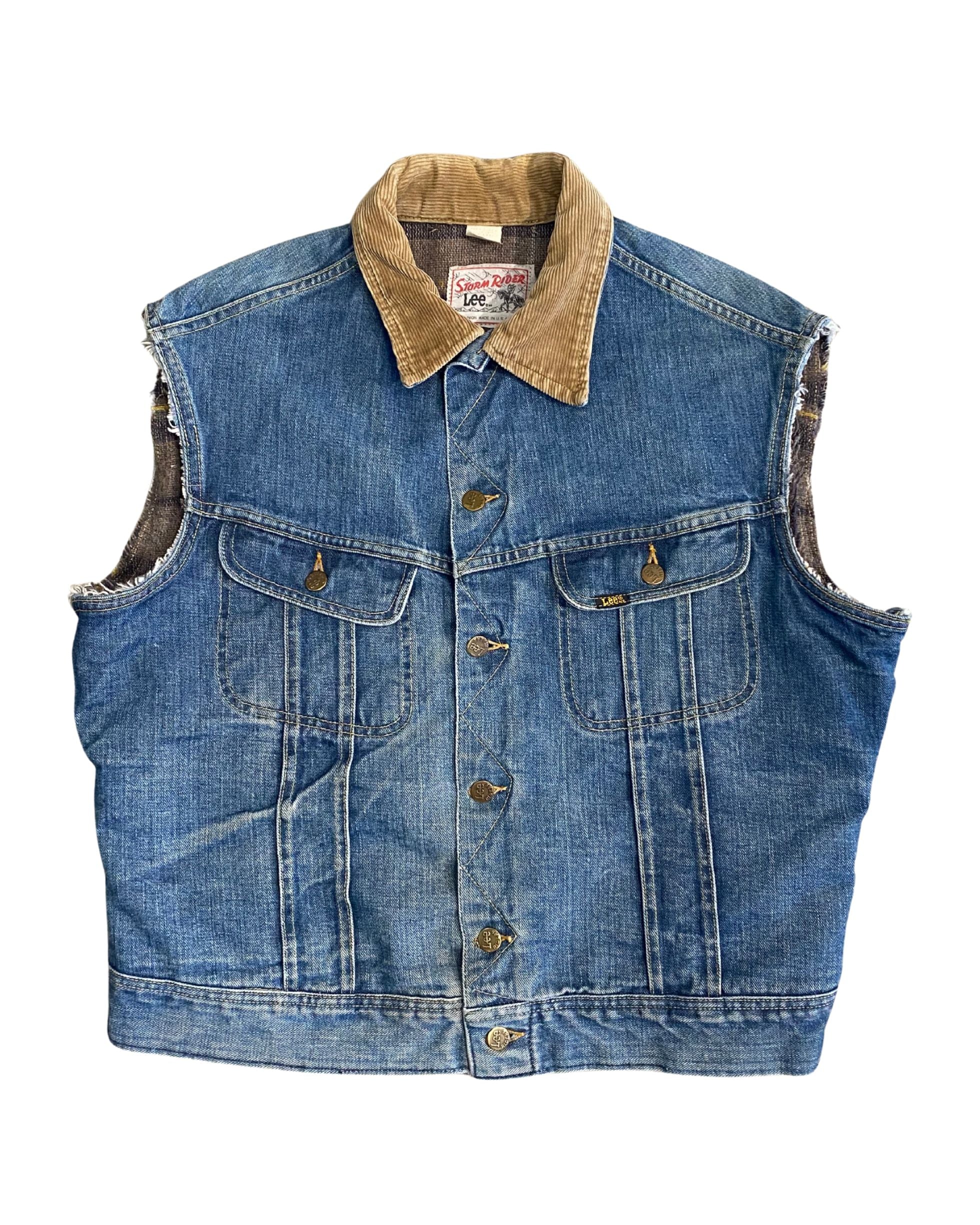 LEE Stormrider 1970s Denim Cut-Off Vest Great Wear - Large