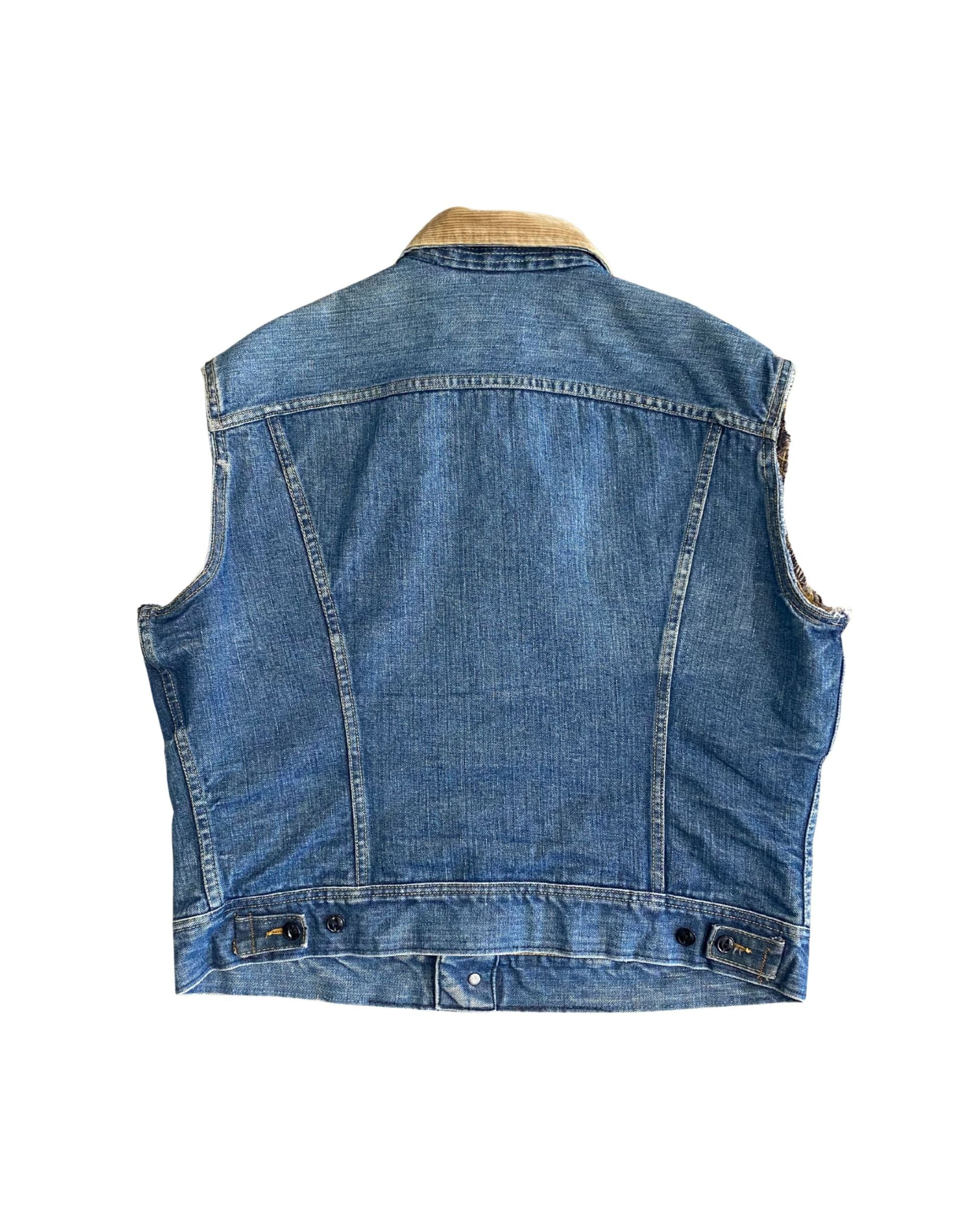 LEE Stormrider 1970s Denim Cut-Off Vest Great Wear Back on white background.