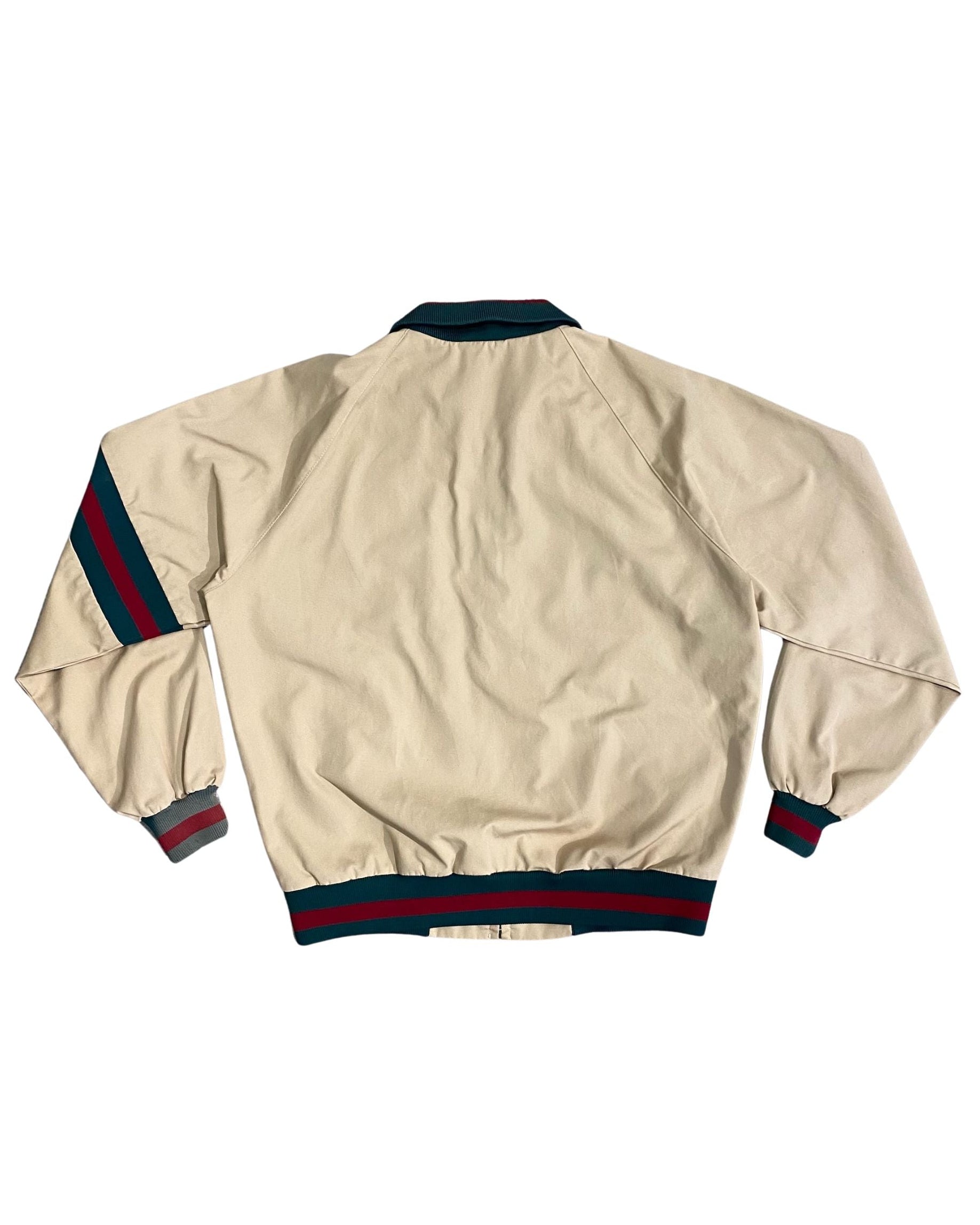 Back view of tan Izod Lacoste jacket from the 1970s.