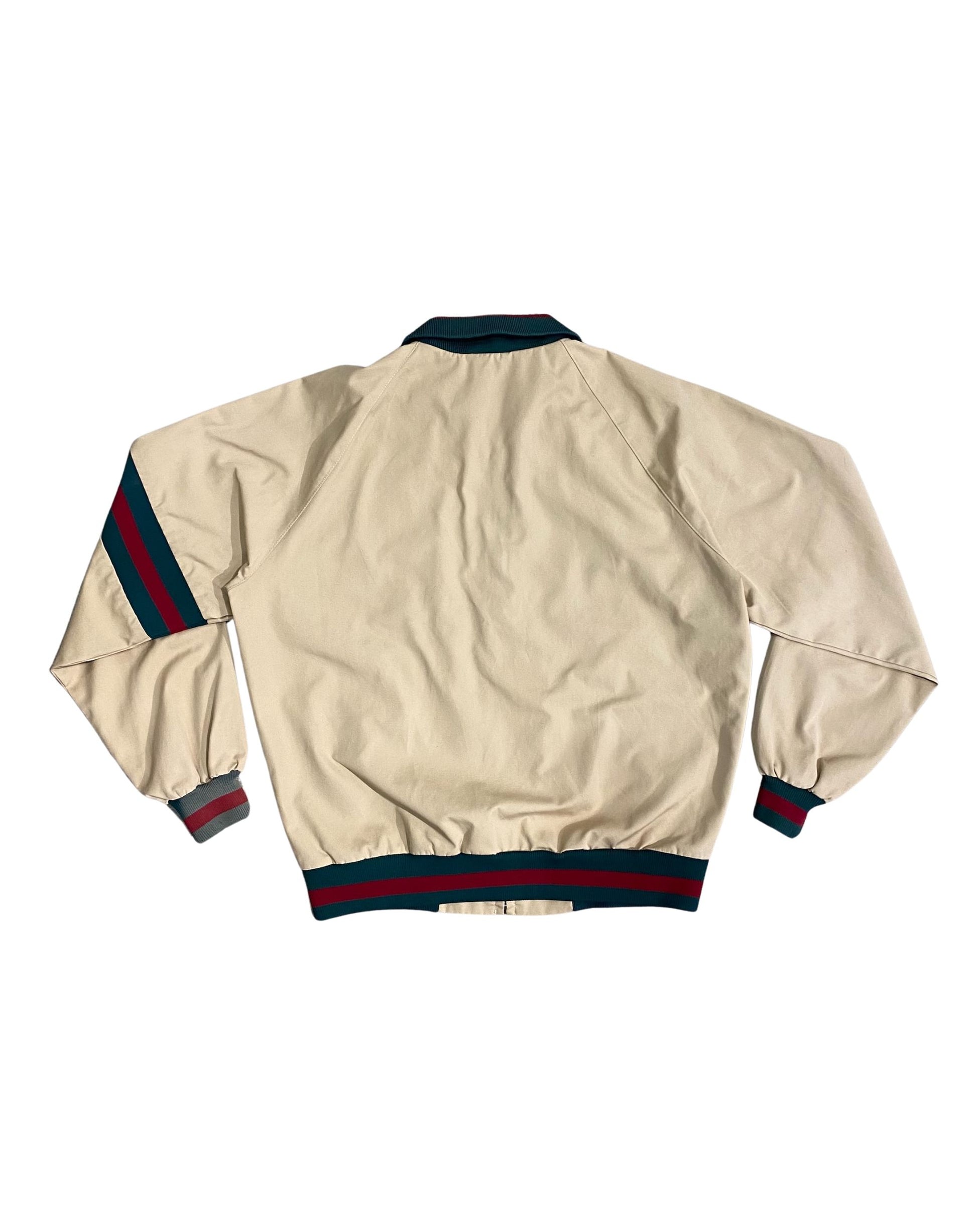 Back view of tan Izod Lacoste jacket from the 1970s.