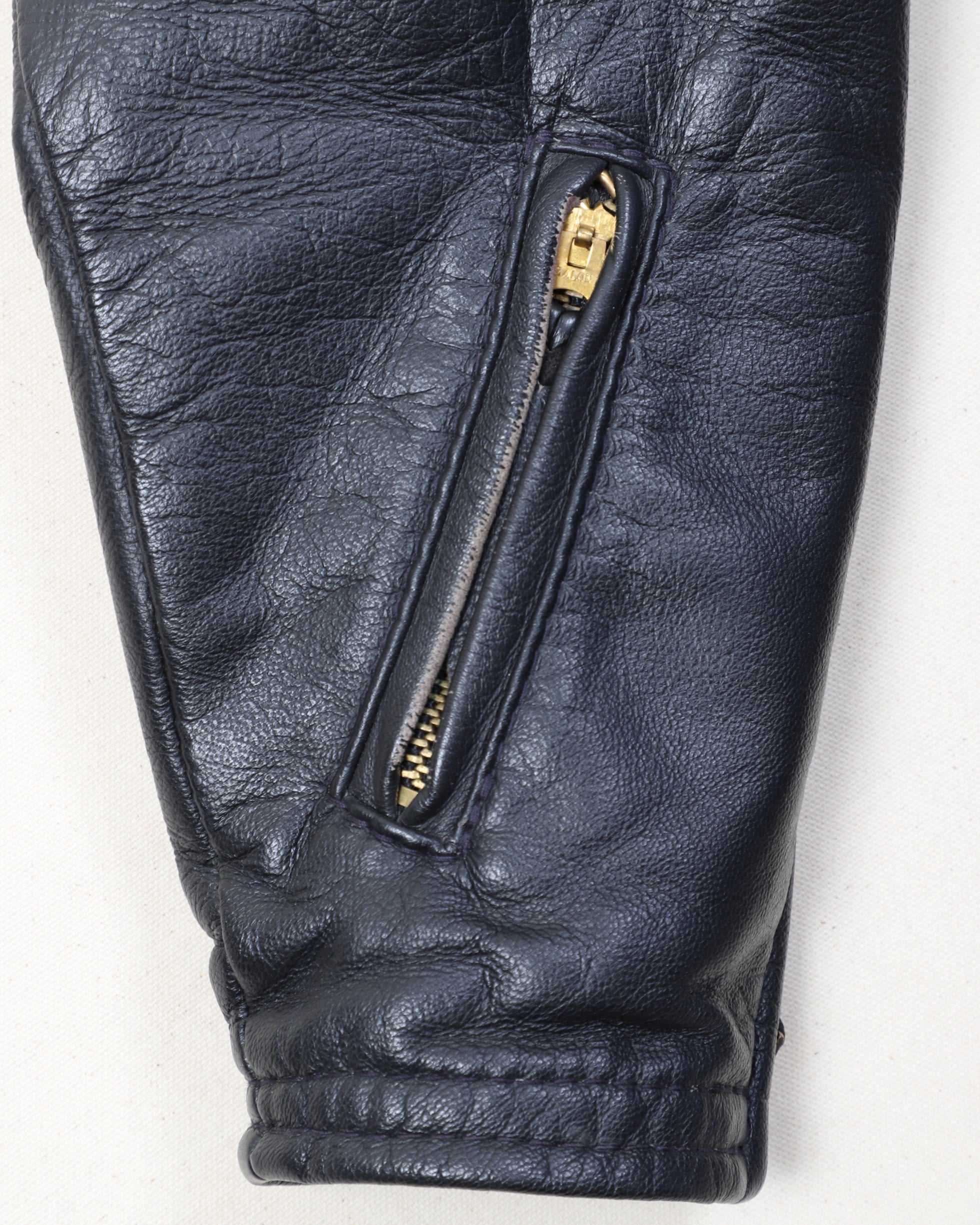 Langlitz Black Leather Motorcycle Jacket Sleeve Detail and Sleeve Pocket Detail