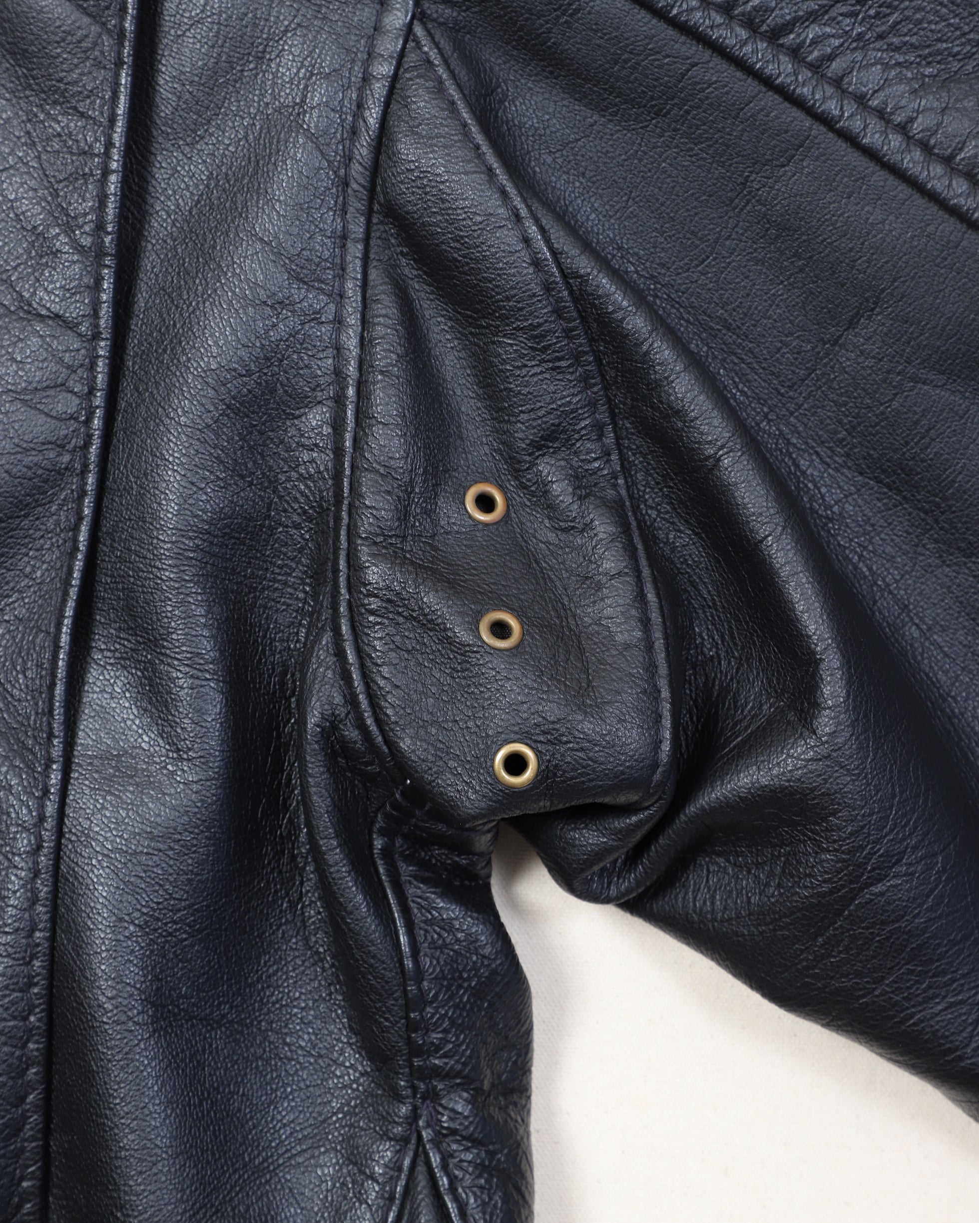 Langlitz Black Leather Motorcycle Jacket under Arm Detail