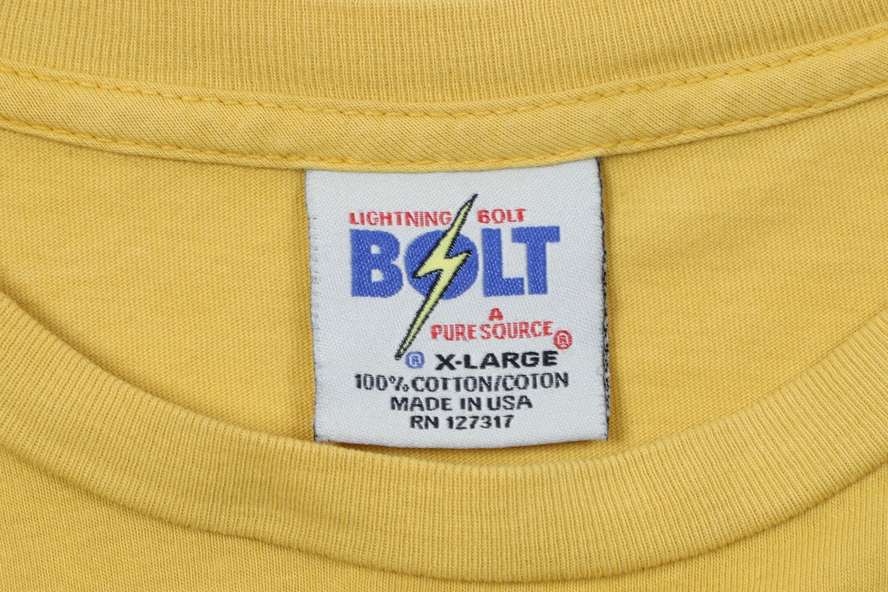 Lightning Bolt 1970s Team Bolt Long Sleeve T-Shirt X-LARGE Yellow Collar & Tag