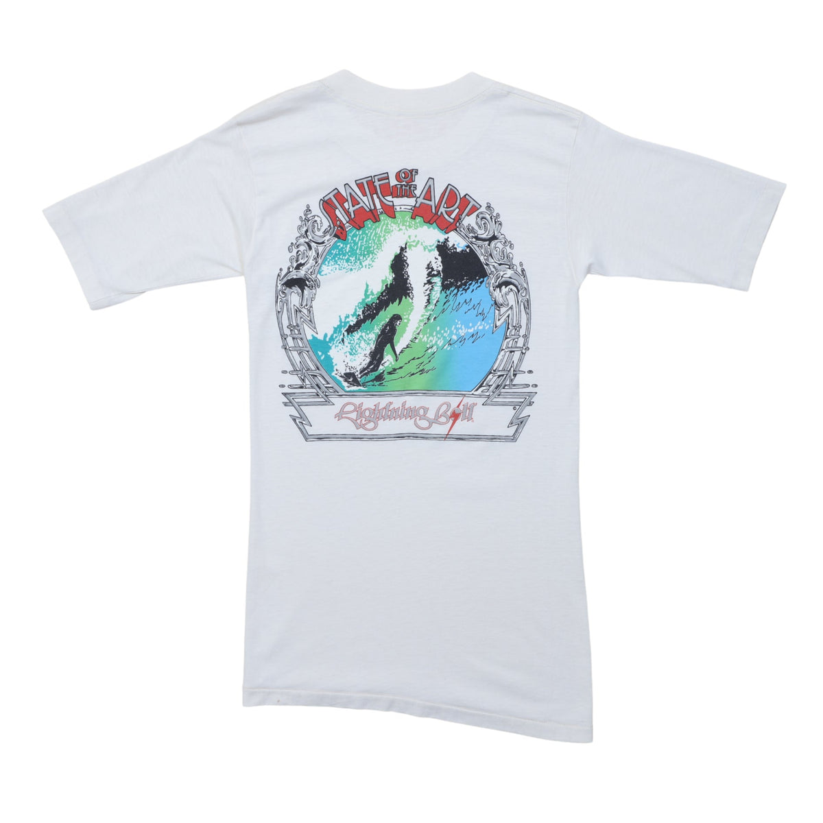 Lightning Bolt State of Art T Shirt White 1970s Vintage