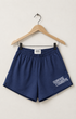 Logo Gym Shorts Washed Navy Front view.