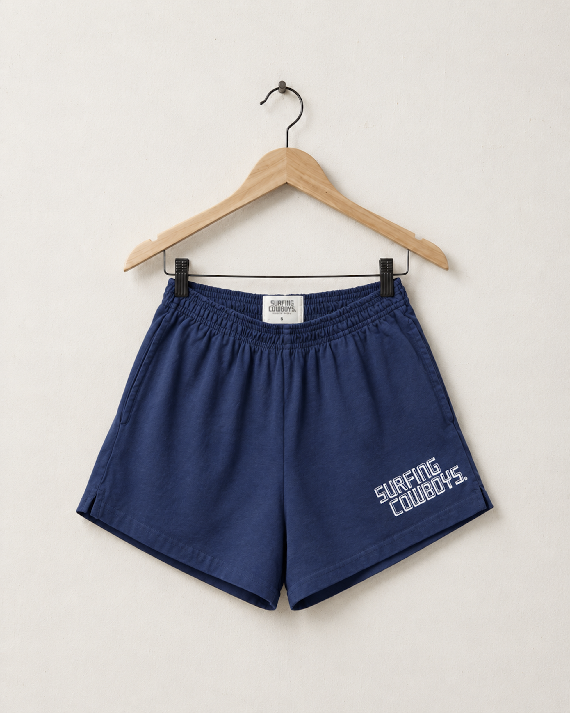 Logo Gym Shorts Washed Navy Front view.