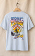 Back view of Sky Blue Surfing Cowboys Lowrider Sun classic T-shirt with full-color Malibu California sun back print.