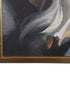 The upclose view of the left corner of the Lumen Winter Painting "Horses in Flight", Oil on Canvas c. 1939-44 with Documentation.