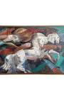 Lumen Winter Painting "Horses in Flight", Oil on Canvas c. 1939-44 + Documentation