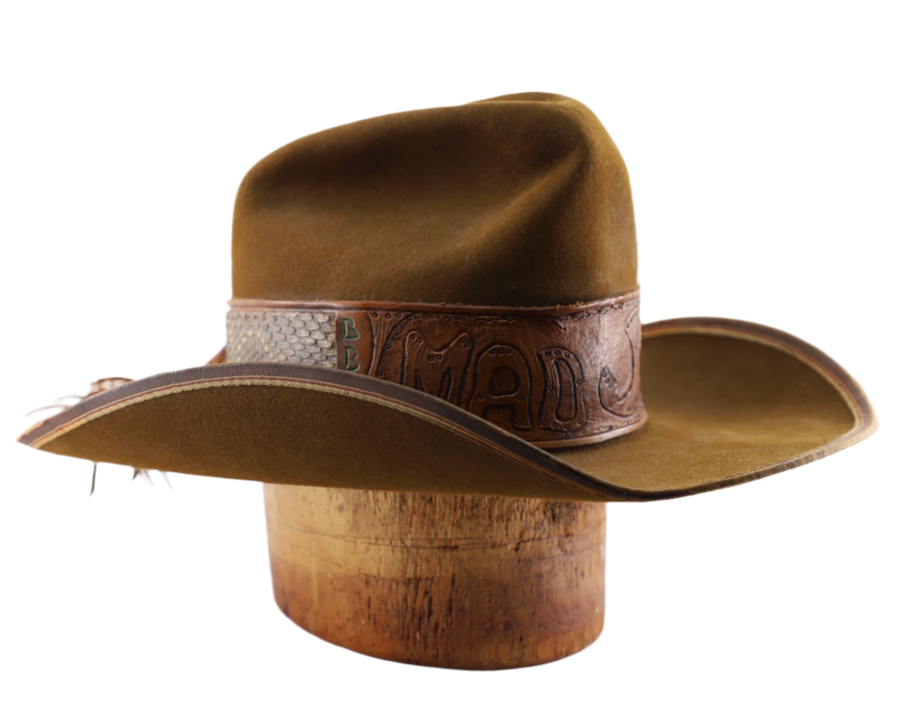 Mad Jack 1970s Custom Leather + Python Western Hat Side