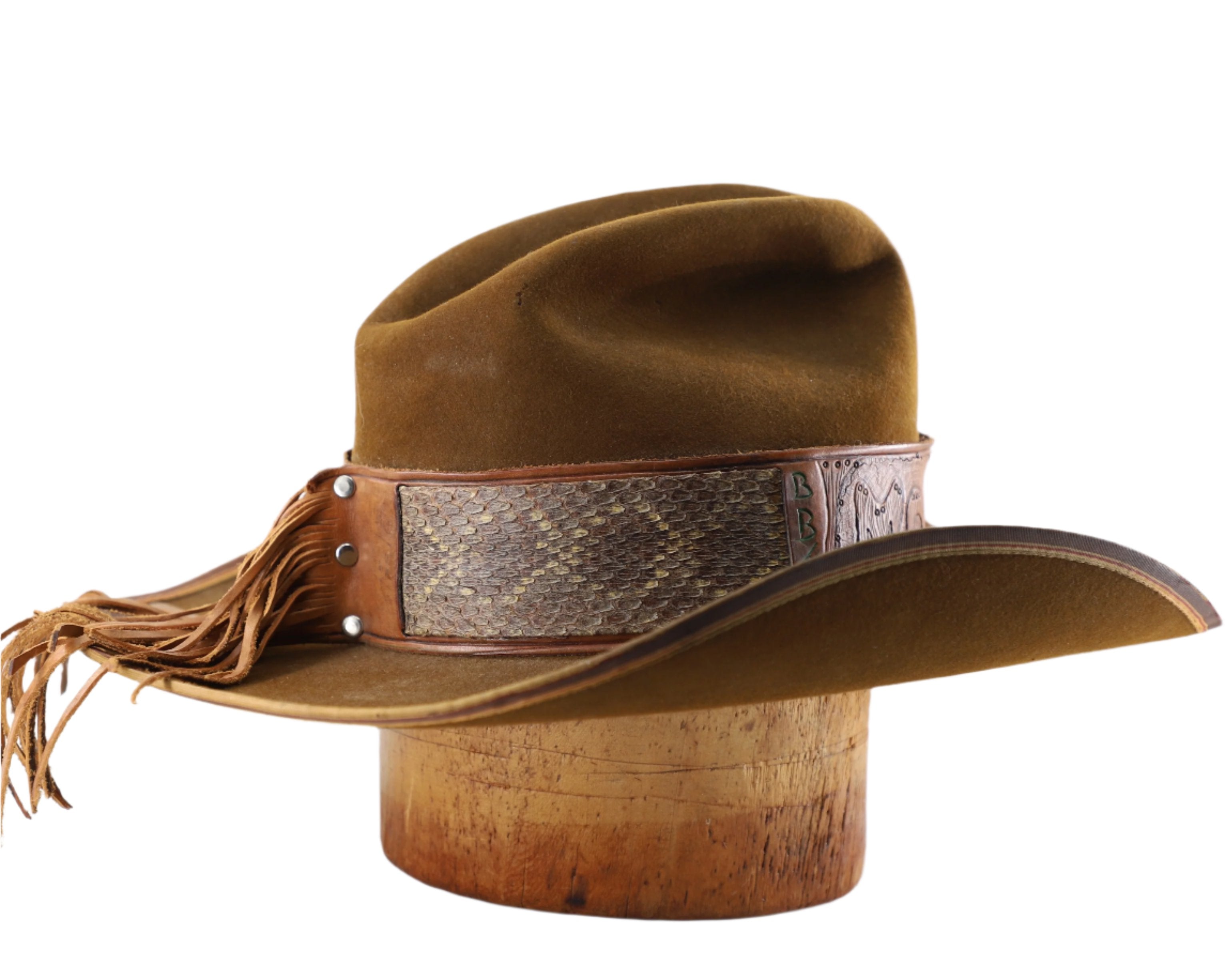 Mad Jack 1970s Custom Leather + Python Western Hat Side + Back