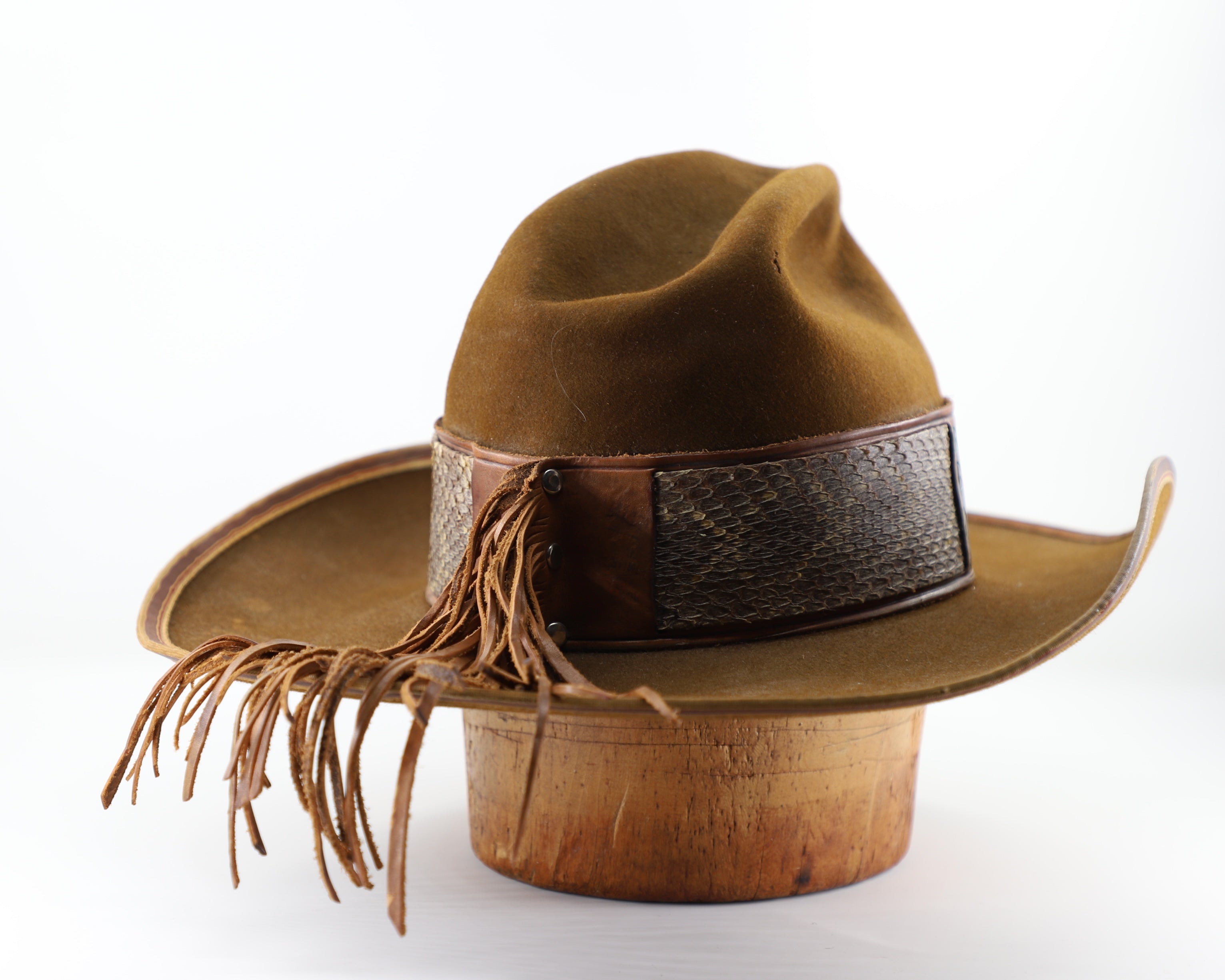 Mad Jack 1970s Custom Leather + Python Western Hat Back