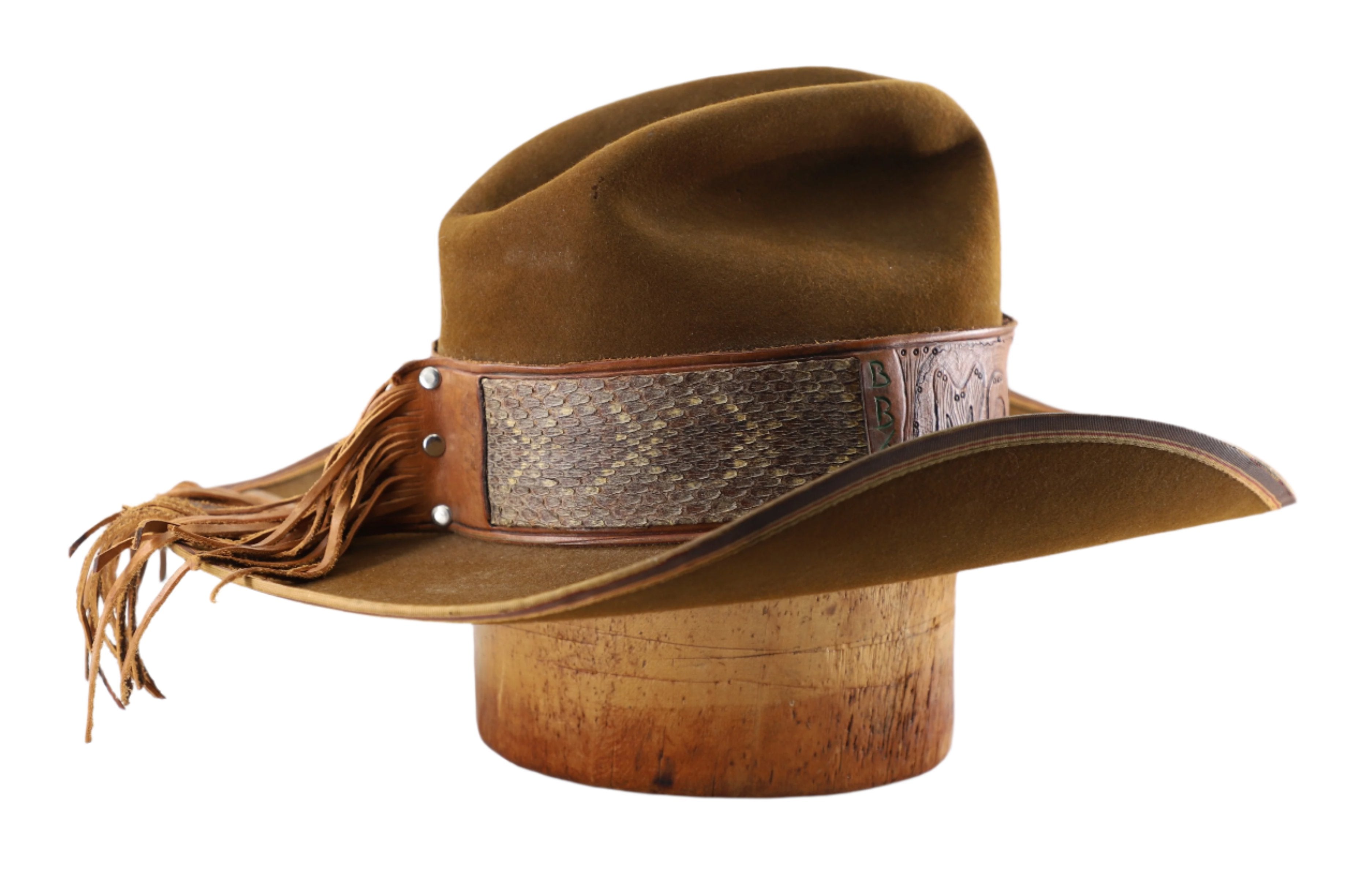 Mad Jack 1970s Custom Leather + Python Western Hat Side