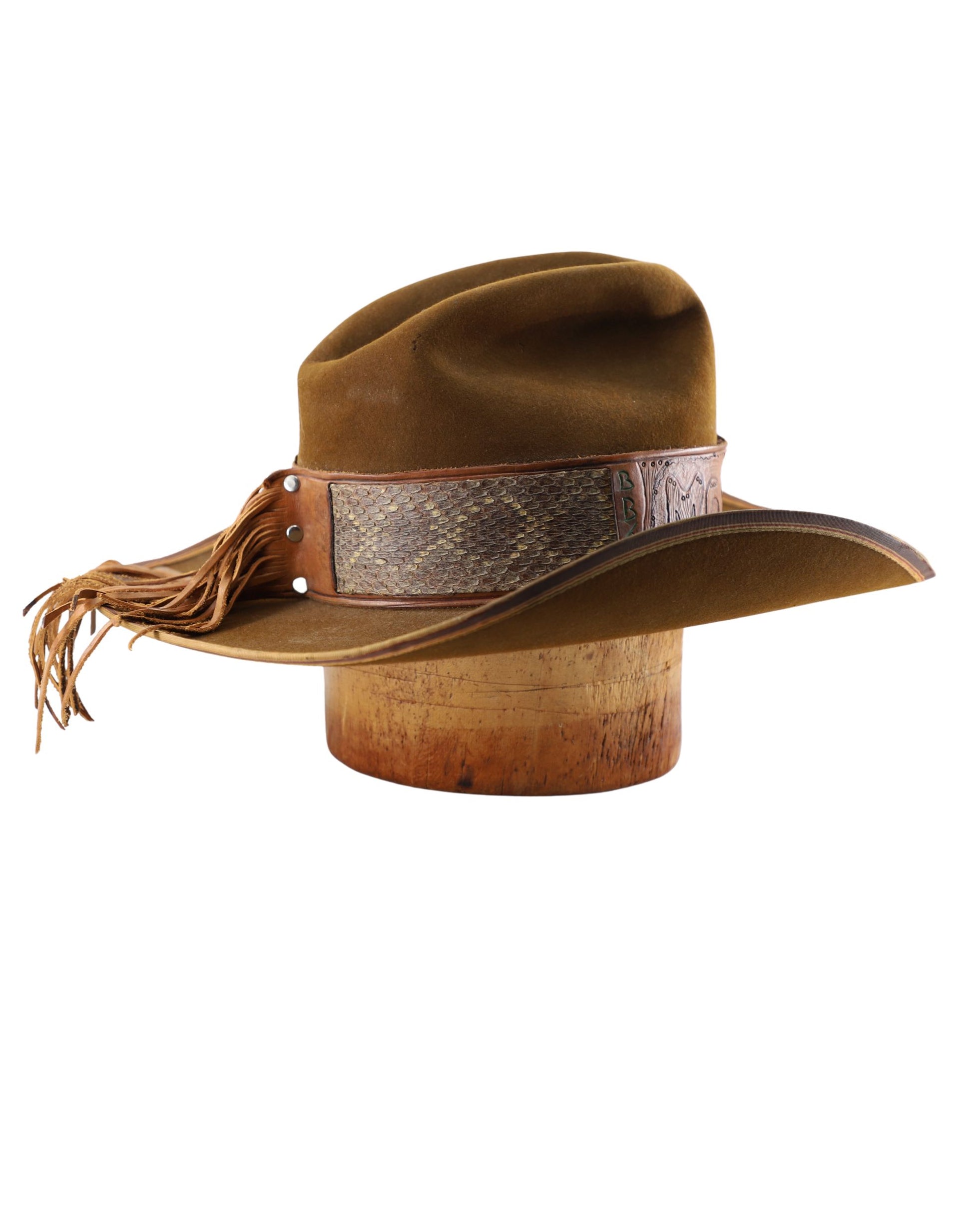 Mad Jack 1970s Custom Resistol Leather + Python Western Hat (Size 7.5)