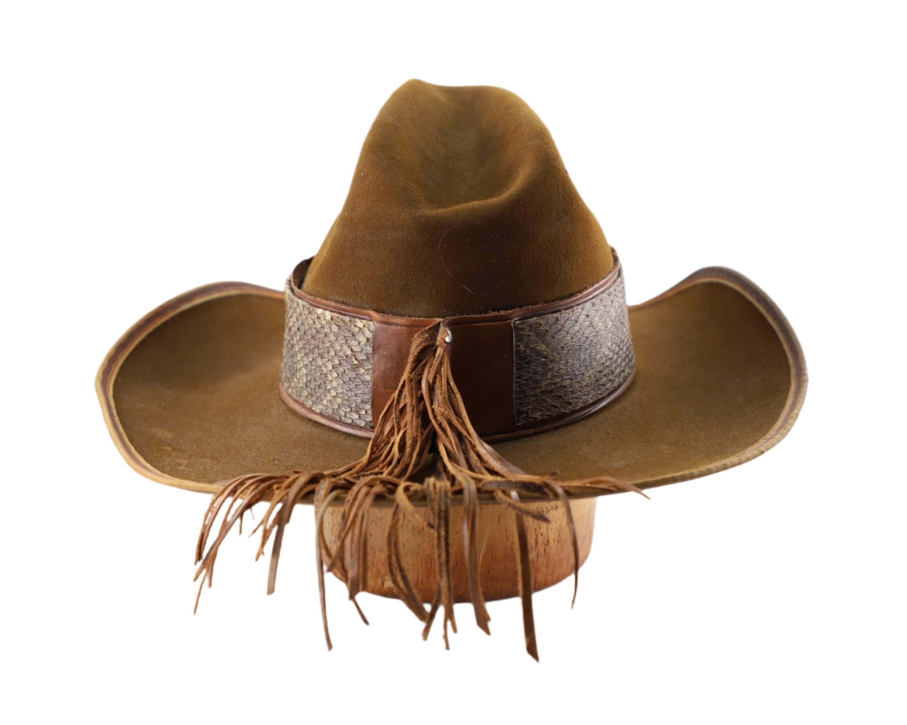 Mad Jack 1970s Custom Leather + Python Western Hat Back