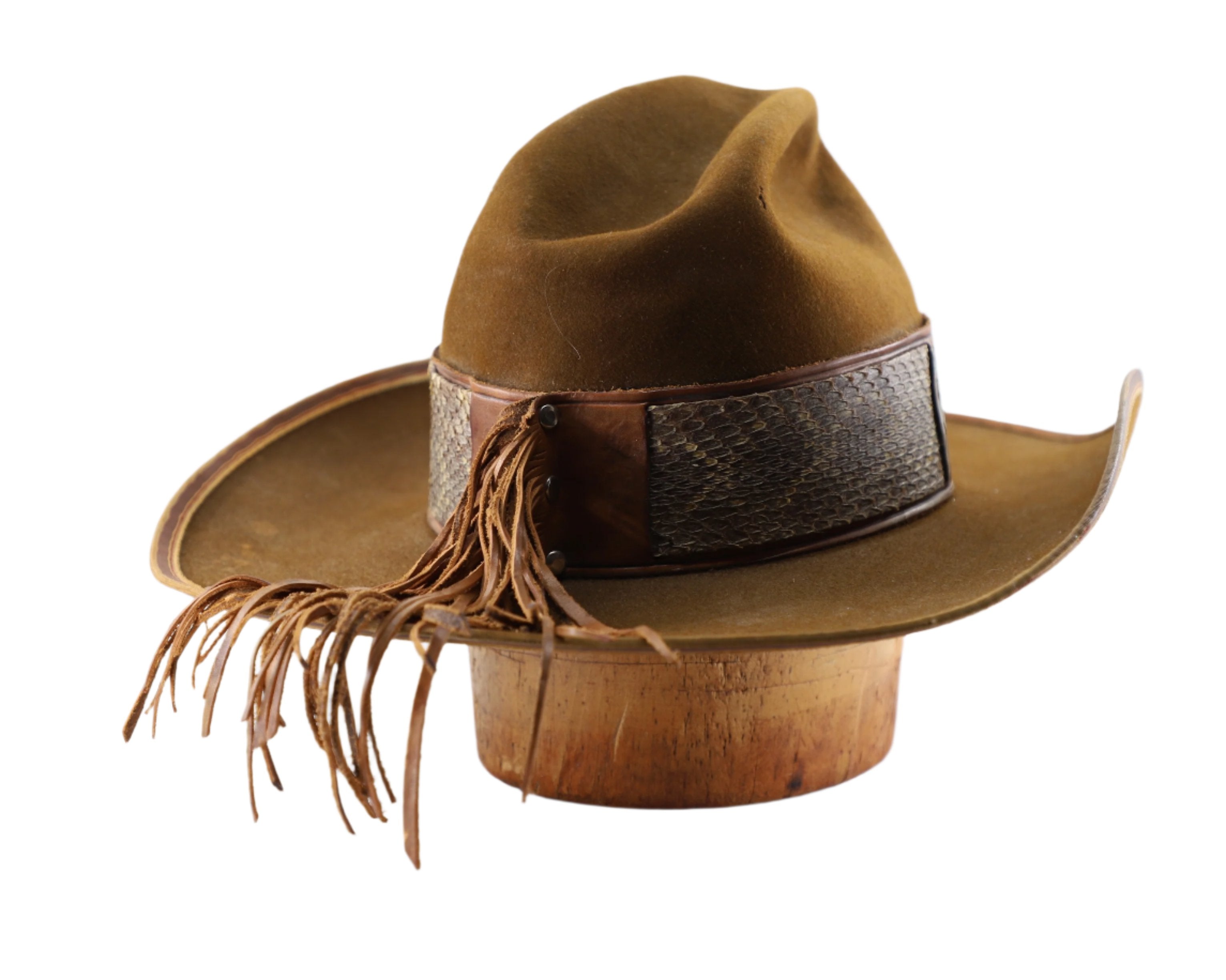 Mad Jack 1970s Custom Leather + Python Western Hat Back