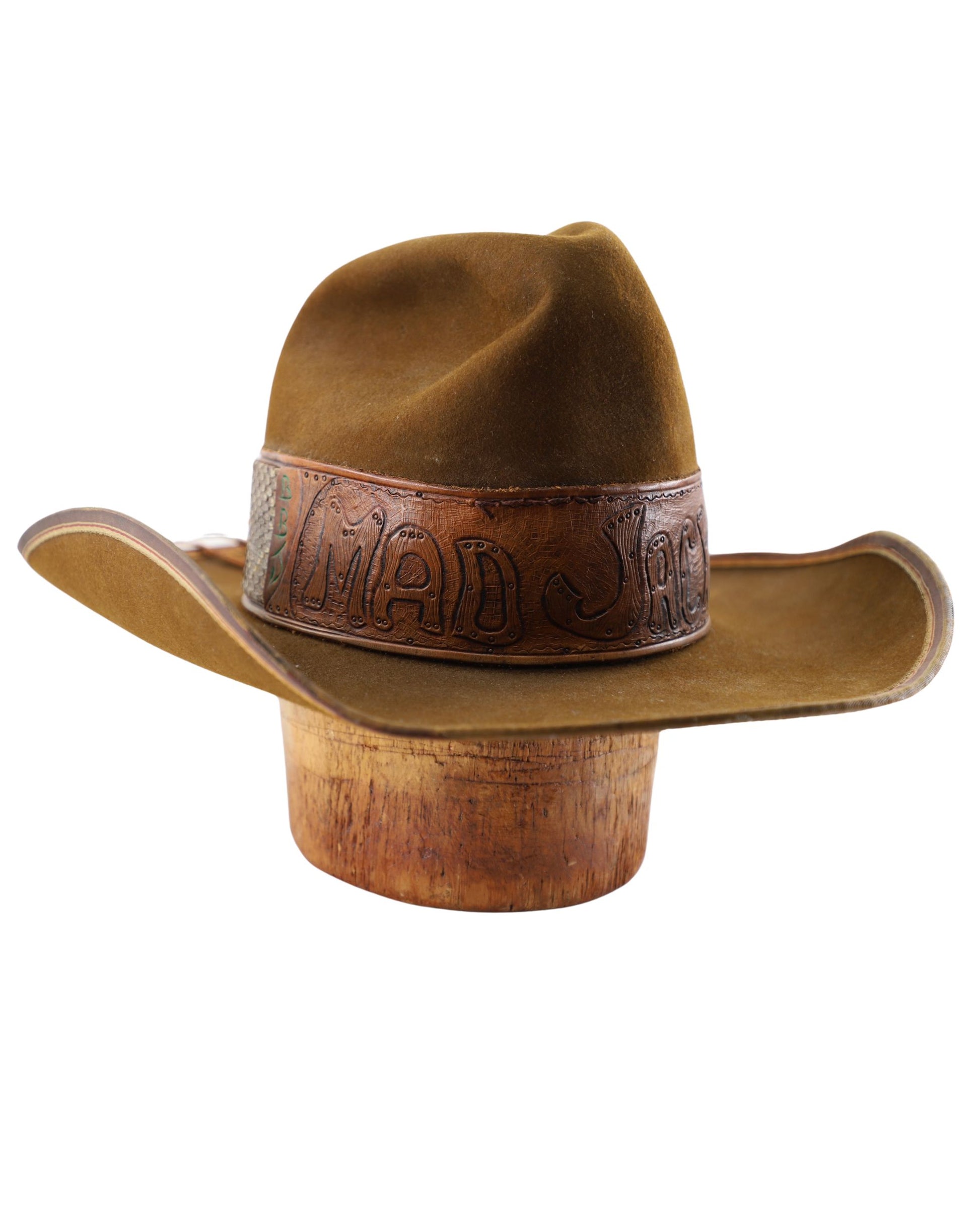 Mad Jack 1970s Custom Resistol Leather + Python Western Hat (Size 7.5) front angle