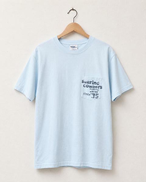 Making Waves High Crew Pocket T-Shirt - Jade Blue – Surfing Cowboys