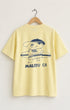 Surfing Cowboys Making Waves High Crew Pocket T-Shirt with graphic back view featuring surfer boy with board.