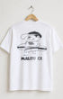 Surfing Cowboys Making Waves High Crew Pocket T-Shirt in white on hanger displaying back view featuring graphic of surfer boy.