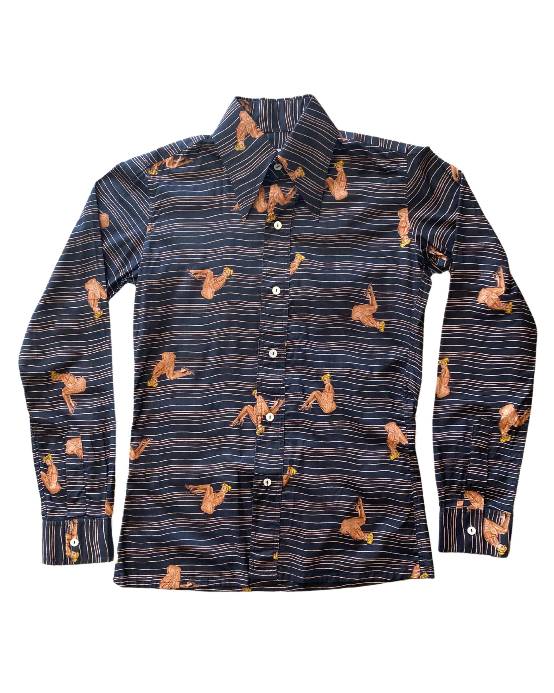 Michael Axel Lady Print Shirt 1970s France Women's Medium