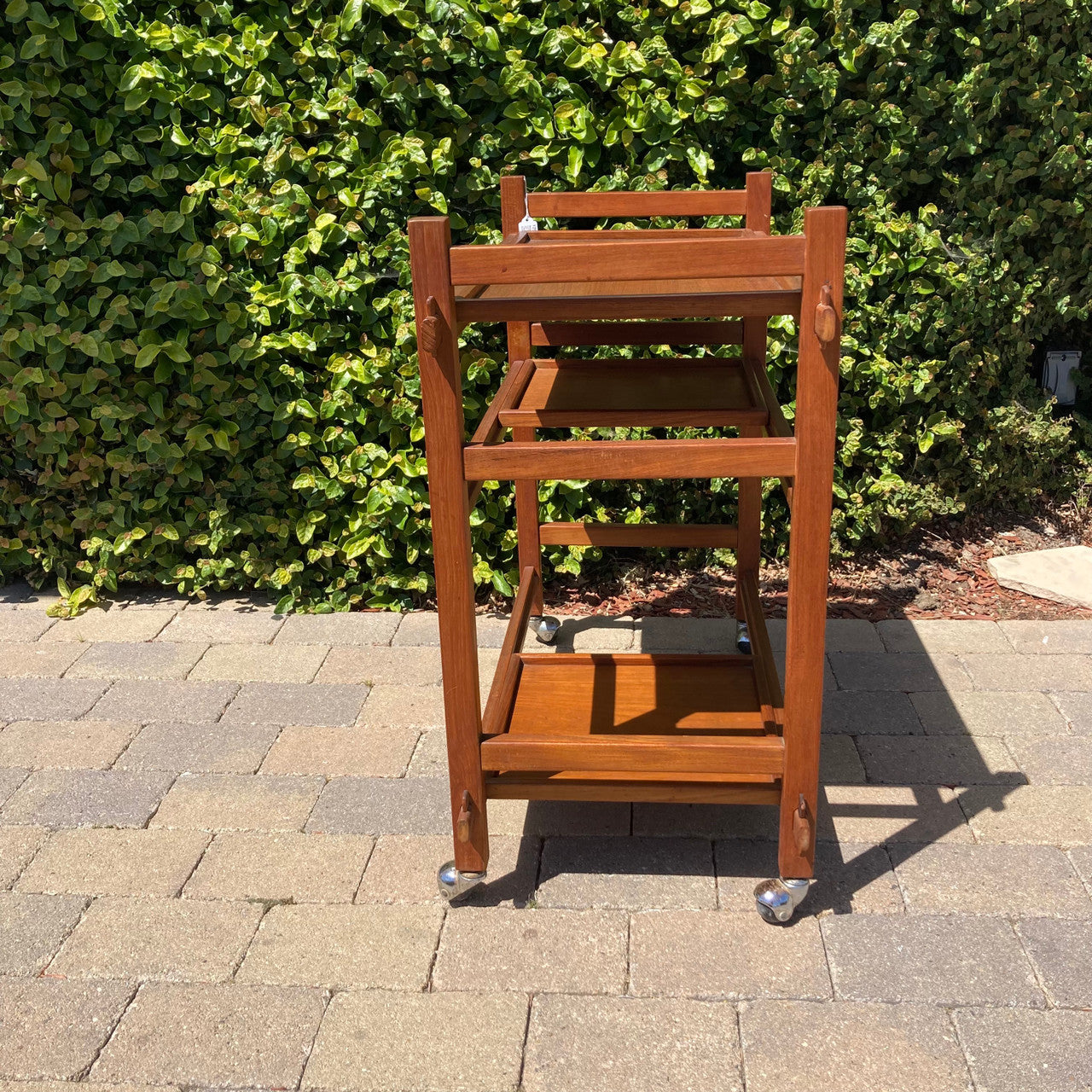 Midcentury Bar Cart Tea Trolley with Removable Trays Teak 1960s Denmark