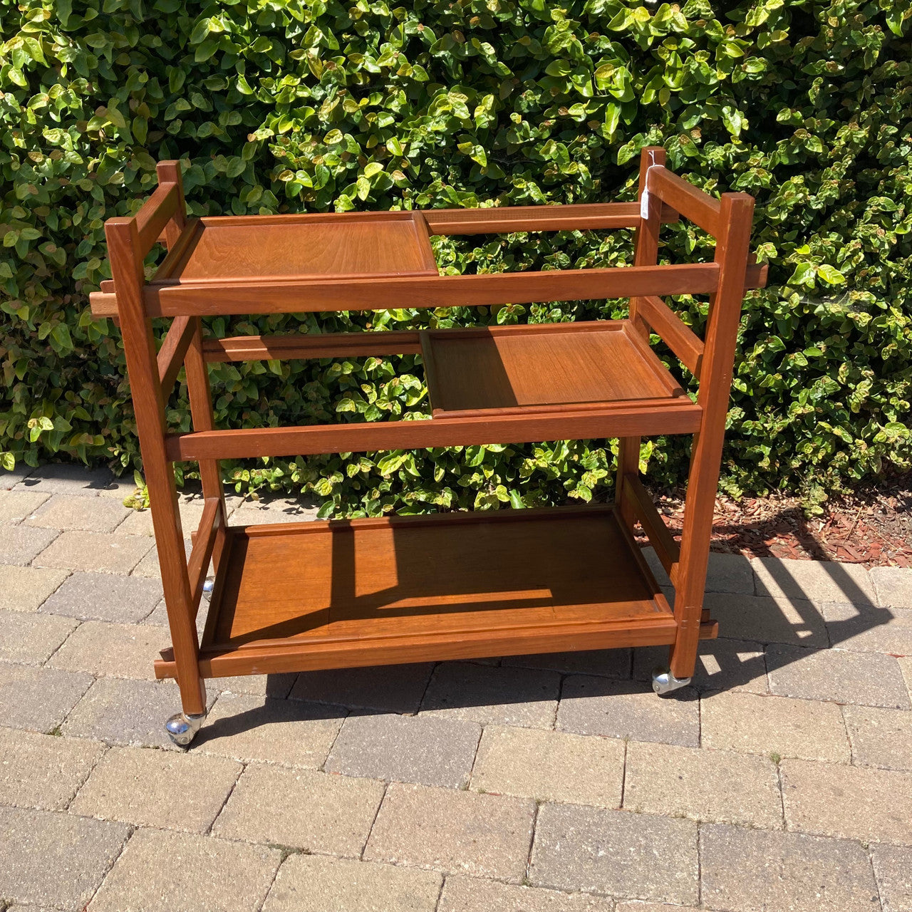 Midcentury Bar Cart Tea Trolley with Removable Trays Teak 1960s Denmark