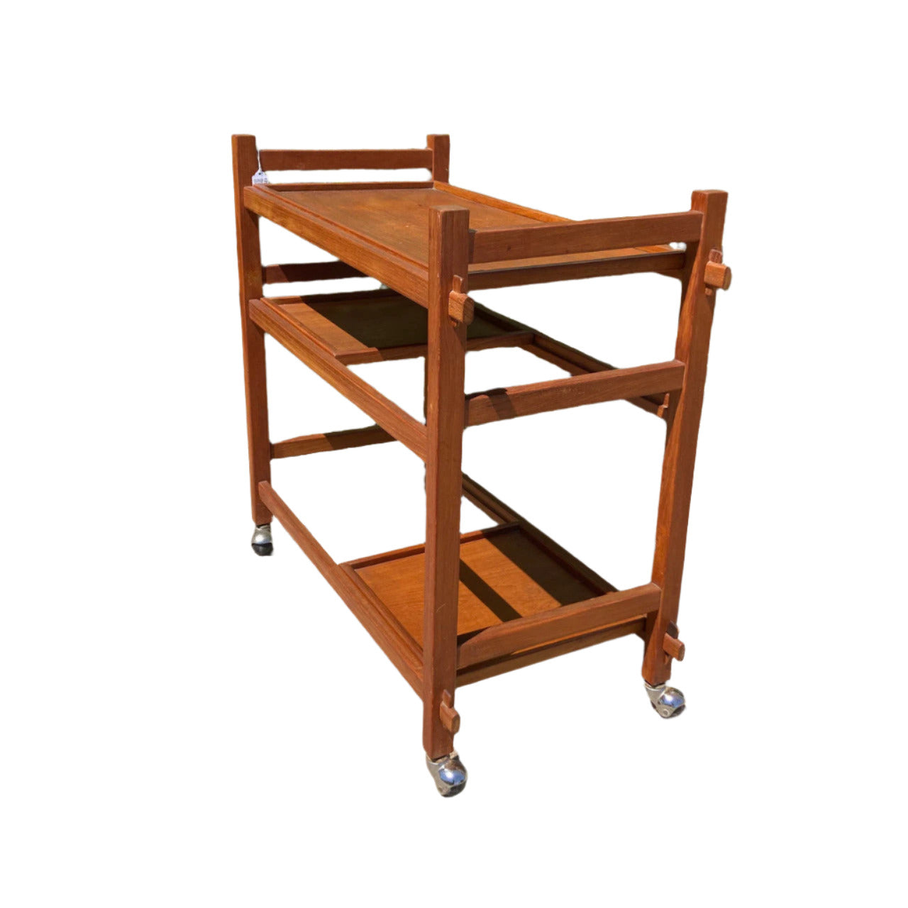 Midcentury Bar Cart Tea Trolley with Removable Trays Teak 1960s Denmark