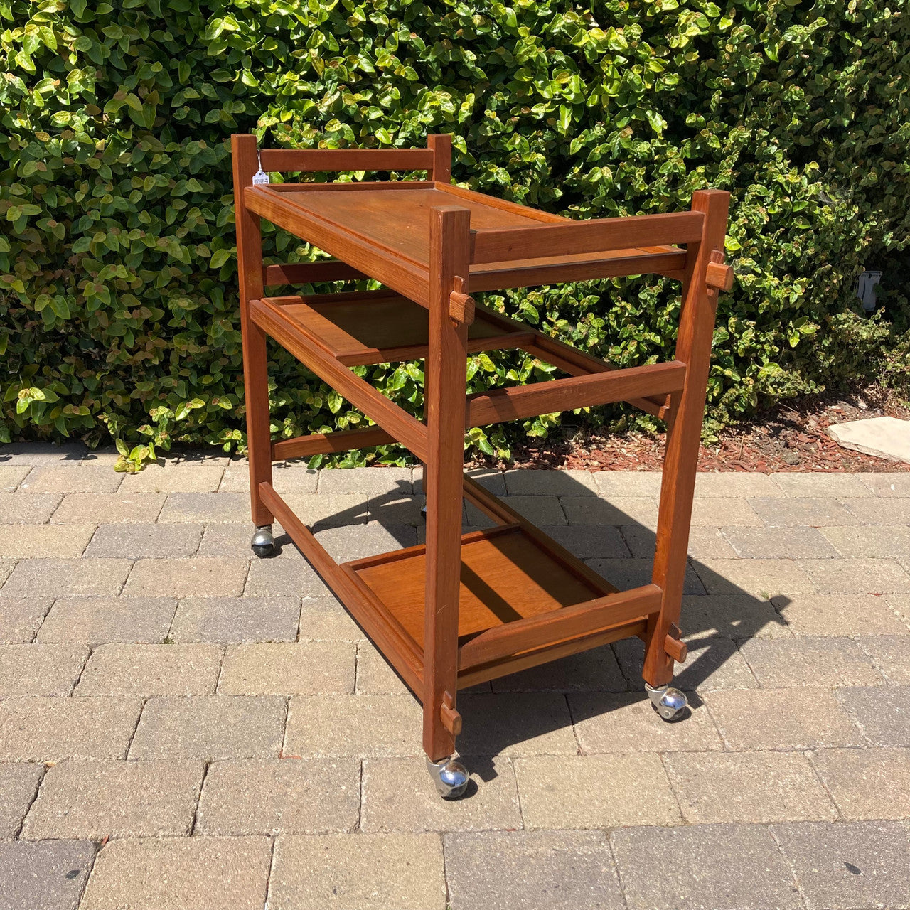 Midcentury Bar Cart Tea Trolley with Removable Trays Teak 1960s Denmark