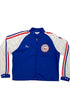 Front view of vintage 1970s Miss America P-51 Air Race Team jacket in red, white, and blue with embroidered team patch and “Don” name.