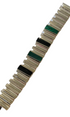 Modernist 8" Bracelet Sterling Silver, Malachite and Onyx with Concave Links Taxco TS-87 1970s