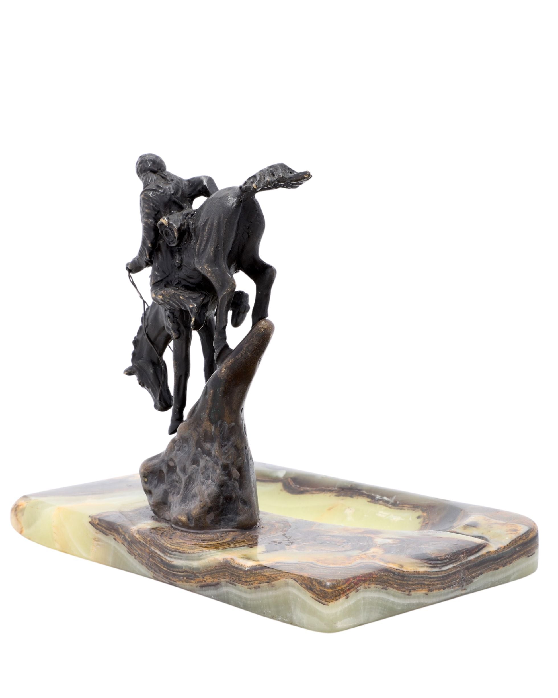 Mountain Man Sculpture on Marble Catch-All Base Attributed to Remington