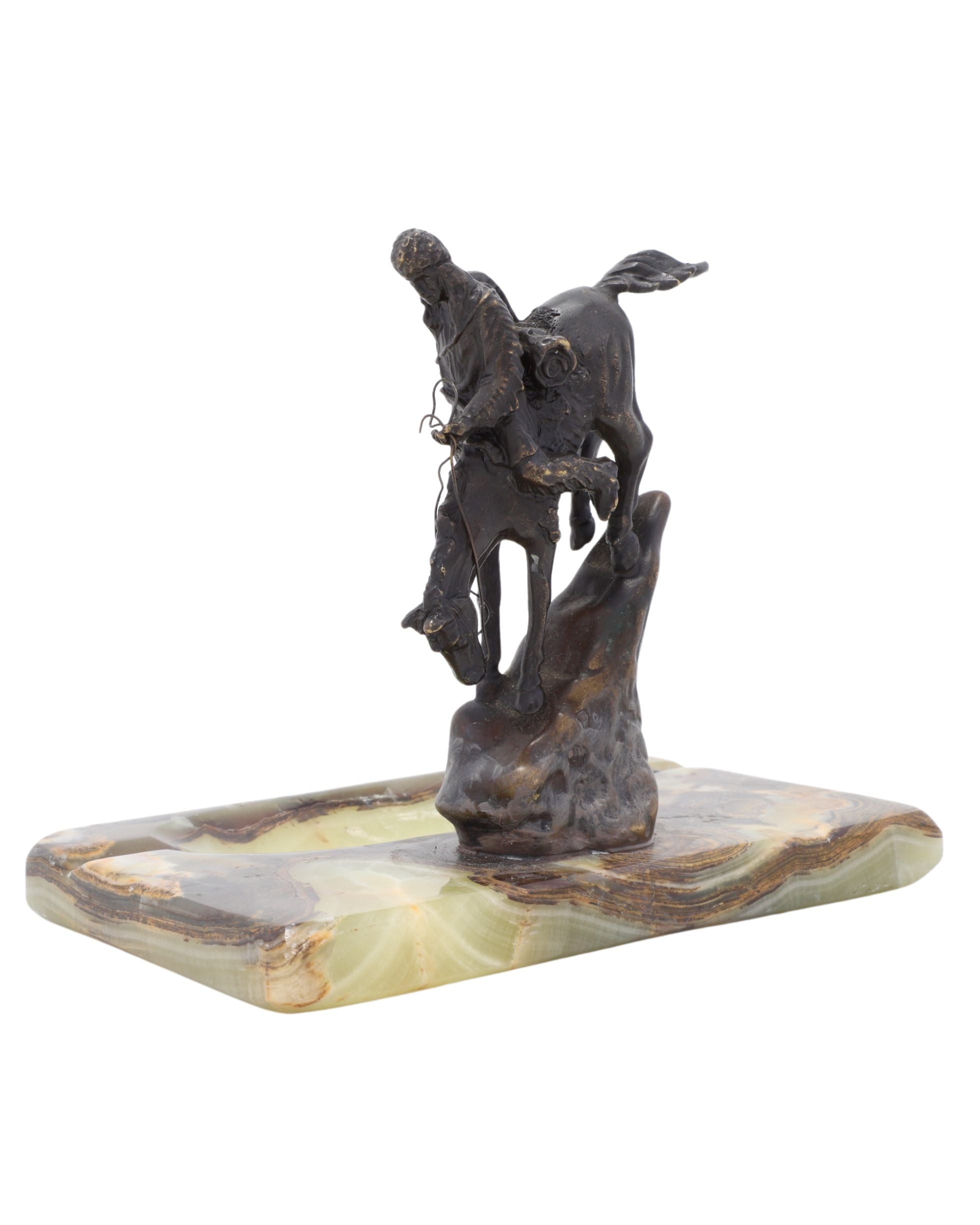 Mountain Man Sculpture on Marble Catch-All Base Attributed to Remington