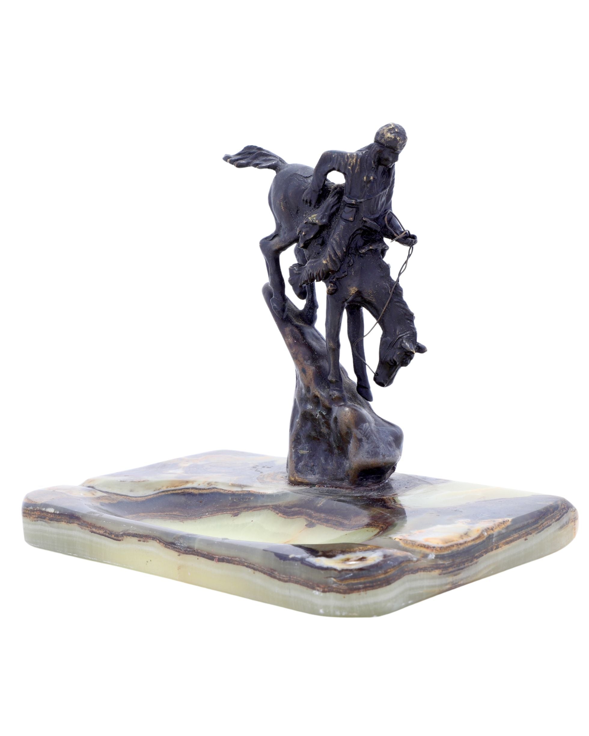 Mountain Man Sculpture on Marble Catch-All Base Attributed to Remington