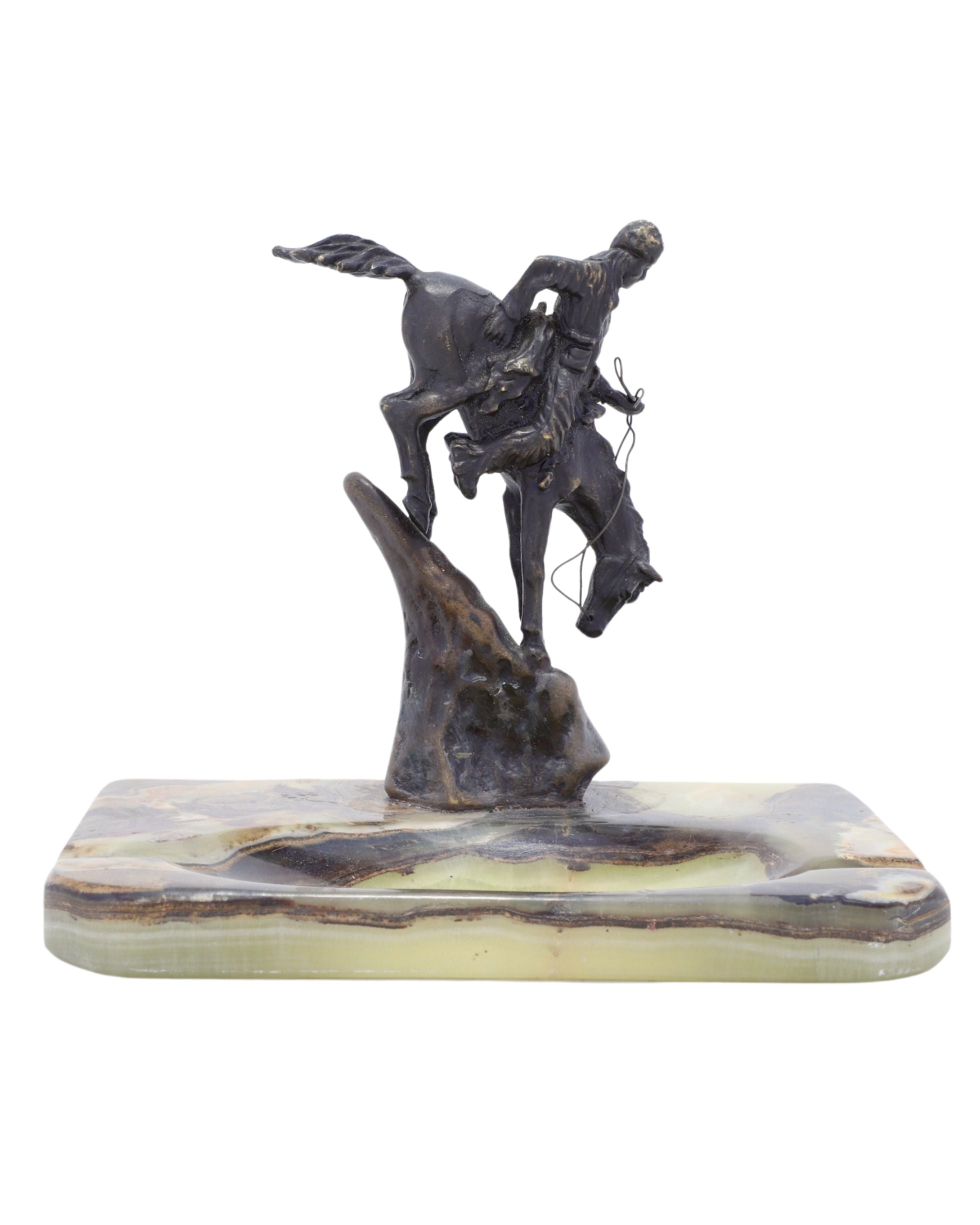 Mountain Man Sculpture on Marble Catch-All Base Attributed to Remington