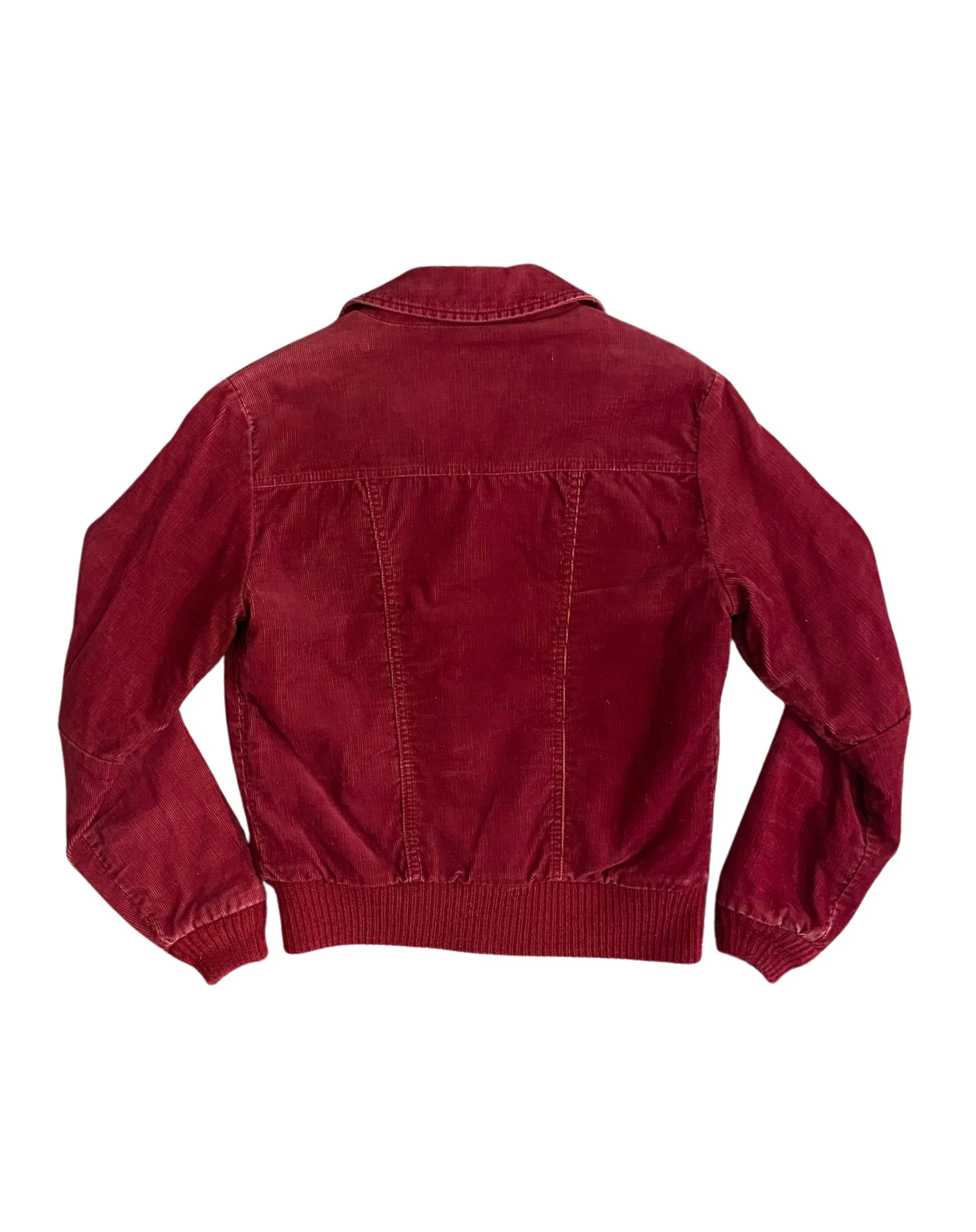 Ms LEE Red Corduroy Sherpa Jacket 1970s - Small - Medium
