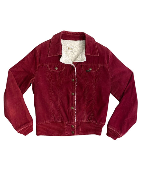 Ms LEE Red Corduroy Sherpa Jacket 1970s - Small - Medium – Surfing