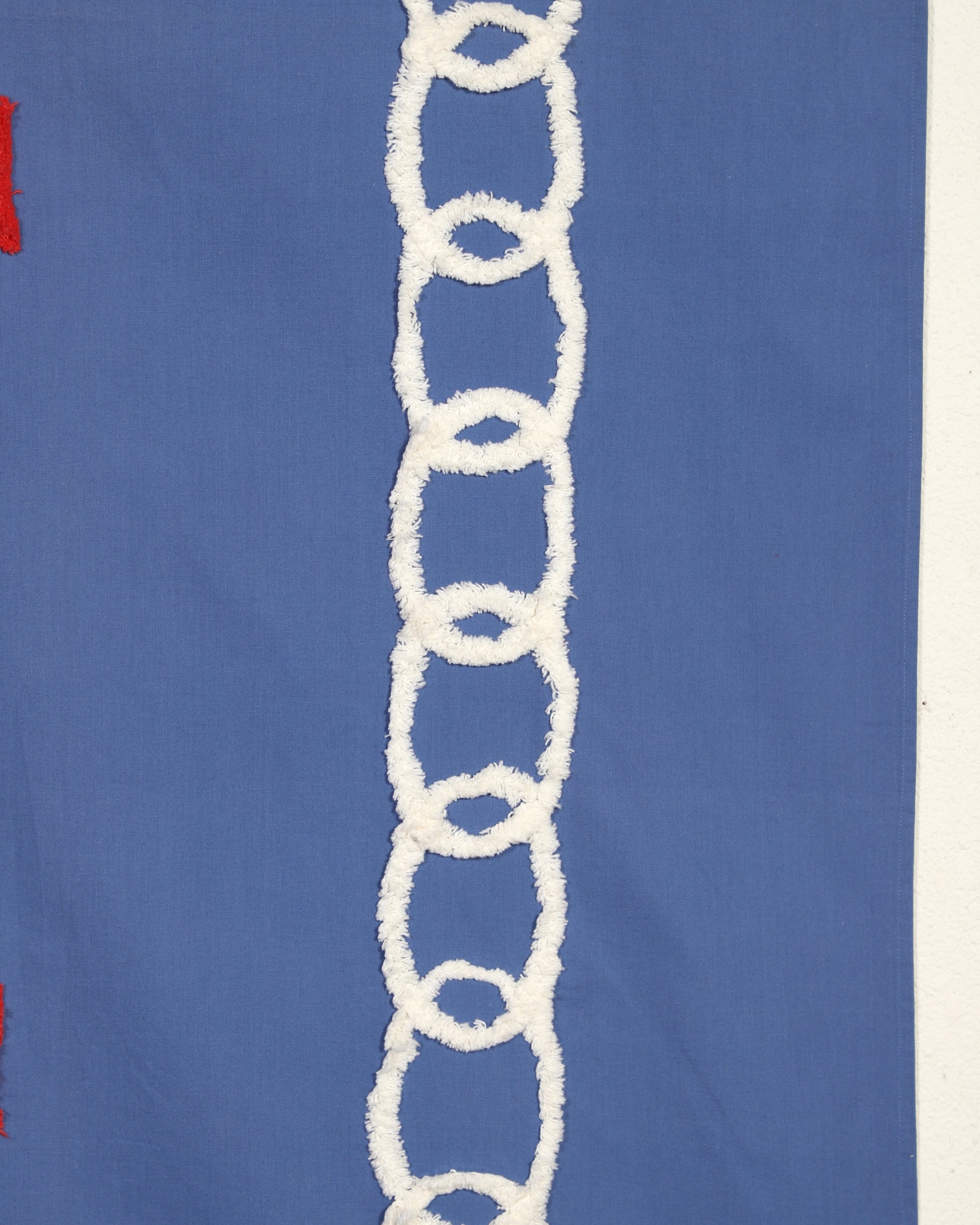 Nautical Chenille Drape – Blue with Red, White Accents (1950s-60s)