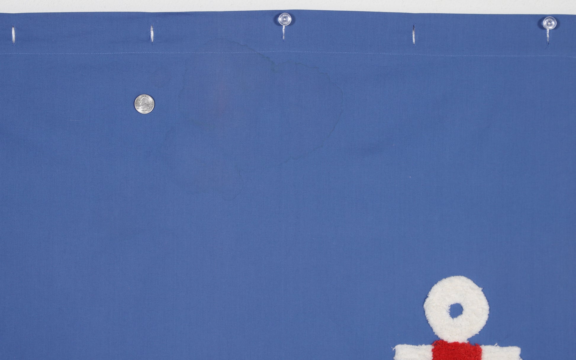 Nautical Chenille Drape – Blue with Red, White Accents (1950s-60s)