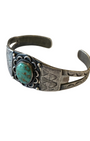 Navajo Cuff w Turquoise in Flower Setting L